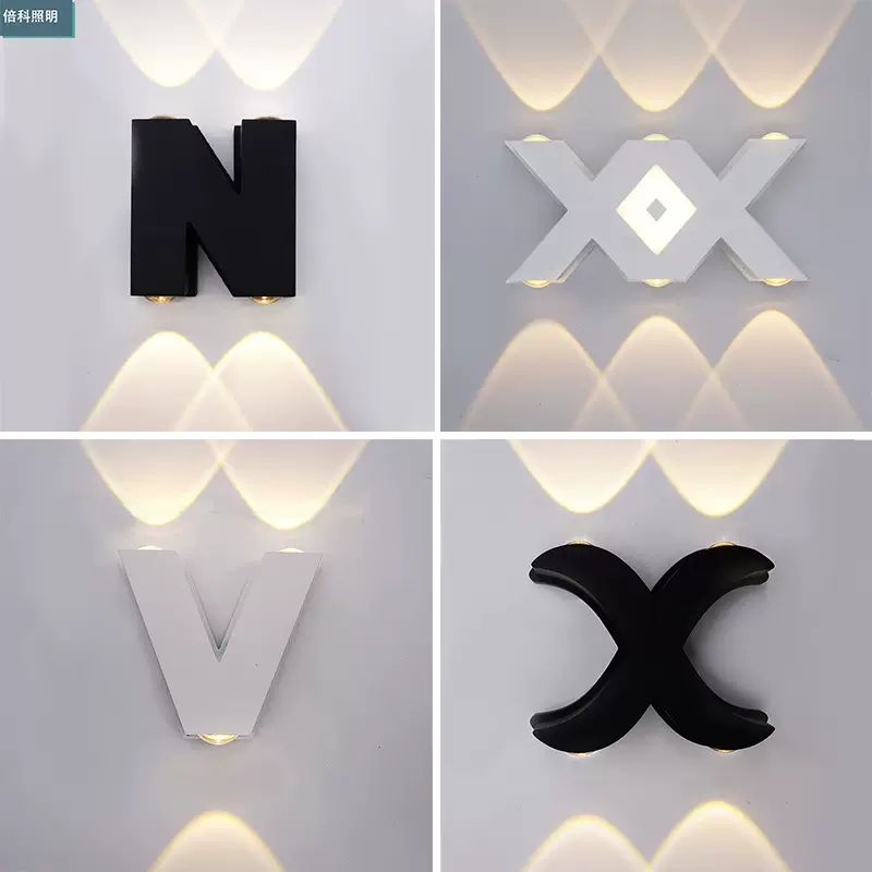 厂家直销卧室床头客厅室内户外创意字母壁灯过道LED铝材装饰壁灯