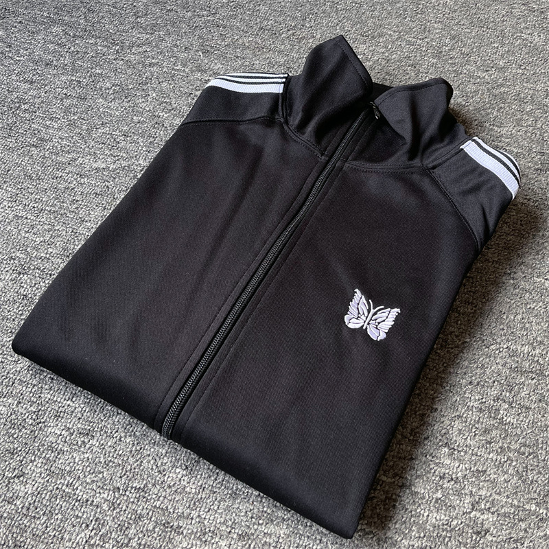 AGUJAS de PISTA de terciopelo bordado de la mariposa Japonés vintage cinta campus estilo de los hombres y las mujeres chaqueta de la chaqueta de deportes