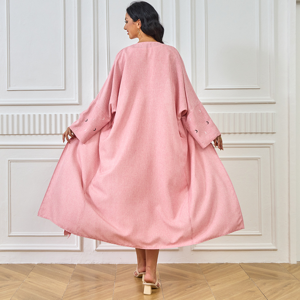 YLL05 Foreign Trade Abaya 2024 Summer Middle Eastern Cross-border Muslim Elegant Cardigan Embroidered Dress Robe For_ecoleips.com