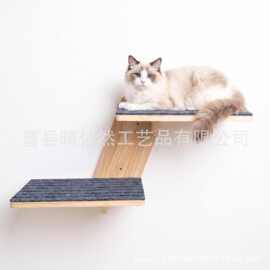 双层木质猫跳台猫壁架猫窝猫吊床壁挂式猫咪栖息台猫猫玩具宠物窝