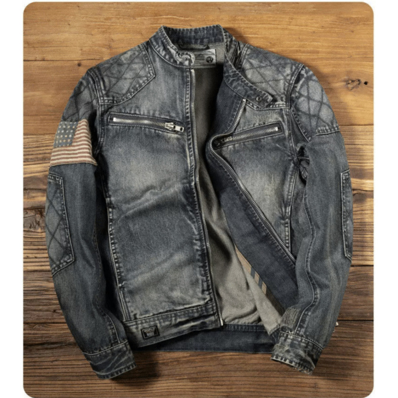Men's Denim Jacket European and American Casual Retro Large Size Stand Collar Zipper Jacket Motorcycle Riding Clothing Trendy 2026 Trend Men's Denim Jacket European and American Casual Retro Large Size Stand Collar Zipper Jacket Motorcycle Riding Clothing Trendy 2026 Trend