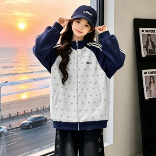 女童春秋季外套2026新款超好看中大童夹克洋气儿童休闲棒球服上衣