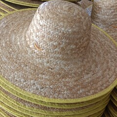 麦の竿の原色の縁の麦わら帽子の日よけの大きい麦わら帽子の農民の仕事の日よけの麦わら帽子の44センチ