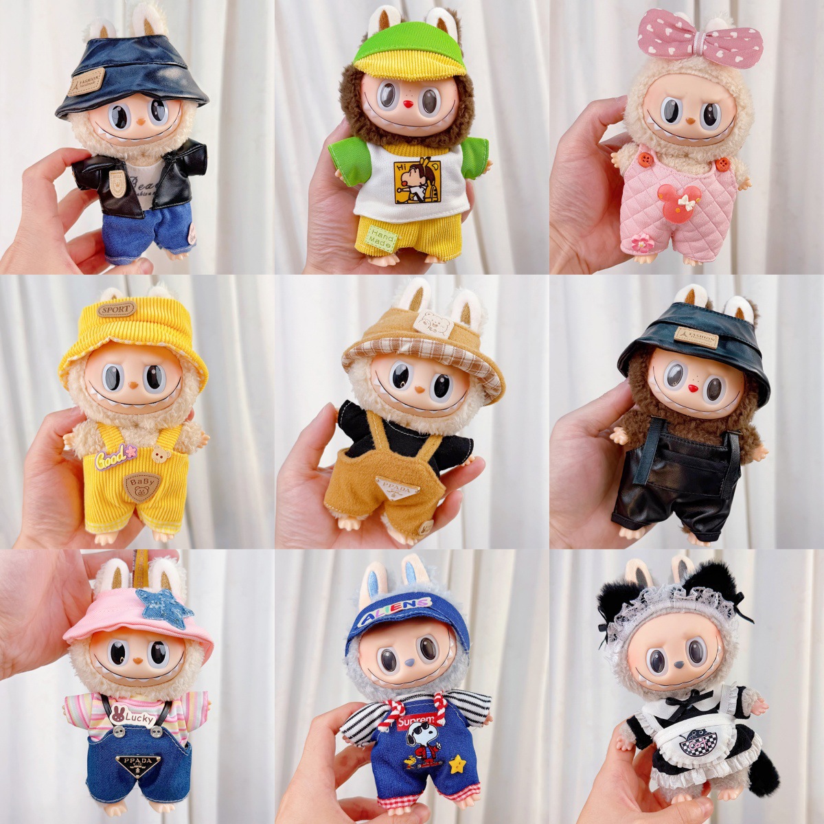 First and Second Generation Labubu Doll Clothes Labubu Clothes 17cm Vinyl Doll Dress-Up Set Plush Toy Clothes