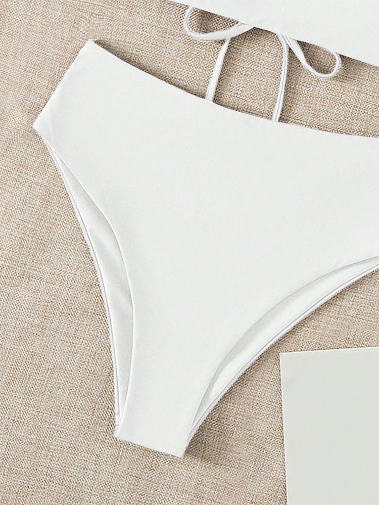 Bikini 2024 new sexy solid color strapless high waisted bikini women's swimsuit_voghion.com