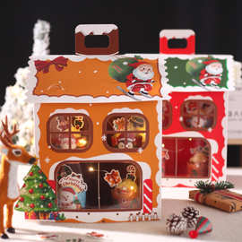 新款手提圣诞纸杯蛋糕甜品包装盒圣诞马芬杯老人杯子圣诞装饰盒子