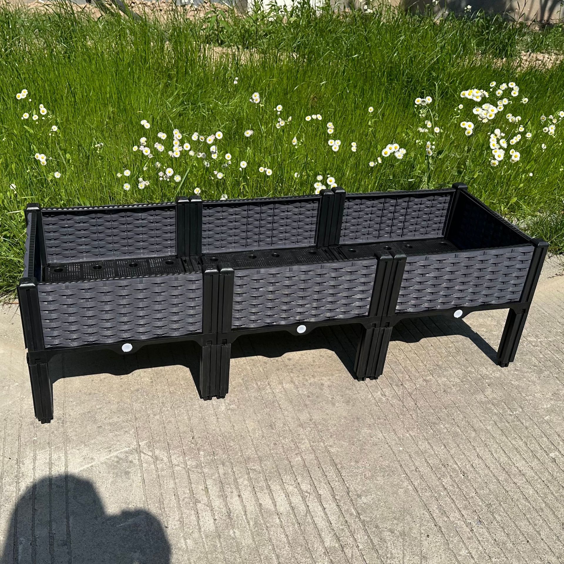 Caja de plantación multifuncional engrosada maceta rectangular combinada de plástico de resina olla vegetal balcón caja de flores larga