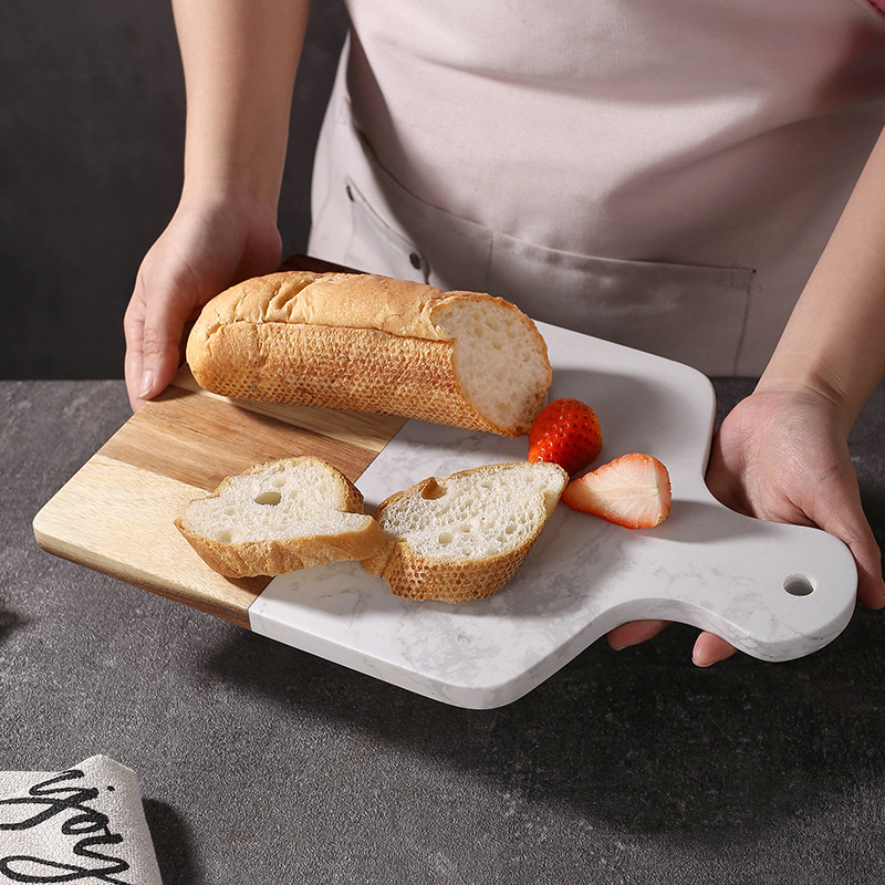 Tabla para Cortar de Mármol y Madera Doble Cara y Portátil para Queso y Cocina image 4