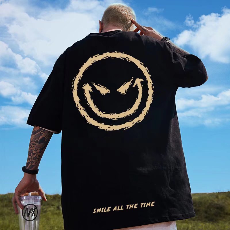 National Fashion M-8XLT Shirt Men's Short-sleeved Hong Kong Style Couple's Printed Half-sleeved National Fashion Hip-hop Fashion Brand Men's Half-sleeved Shirt