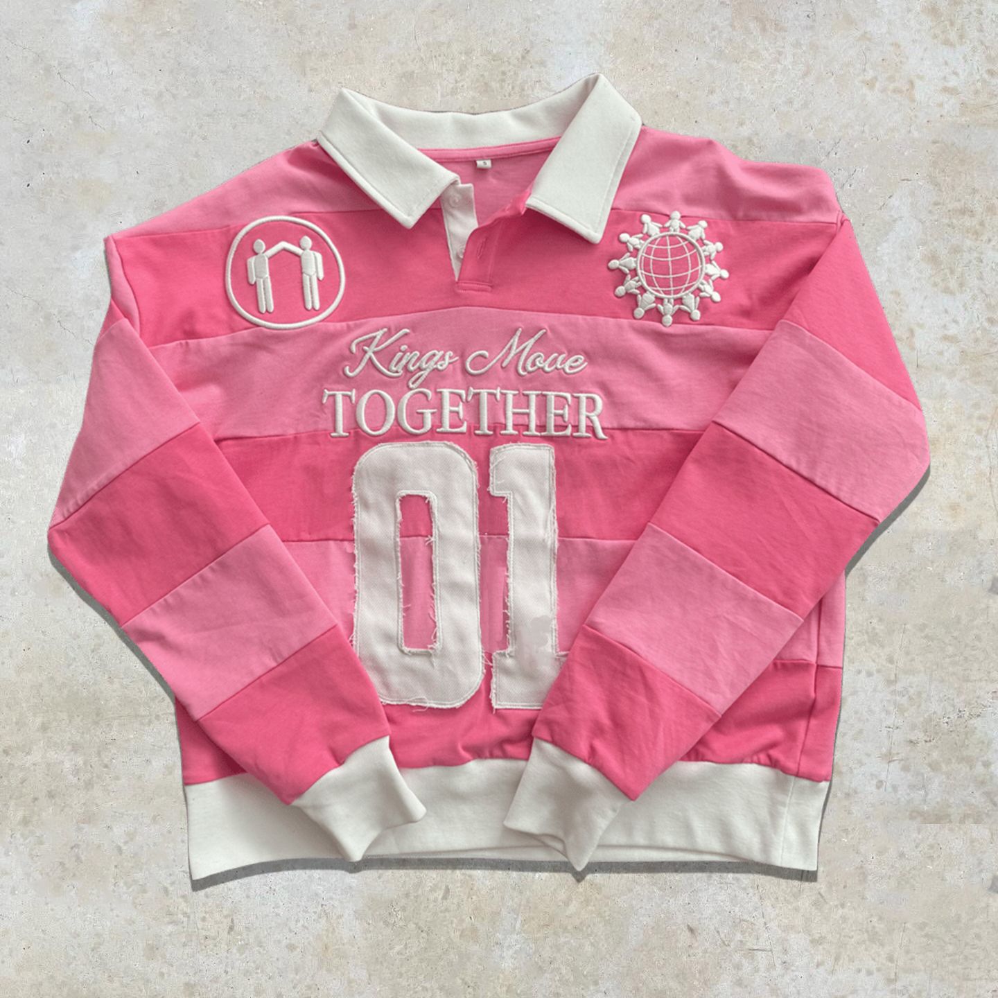 Corteiz Kings Move Together Sweater Striped Polo Pink