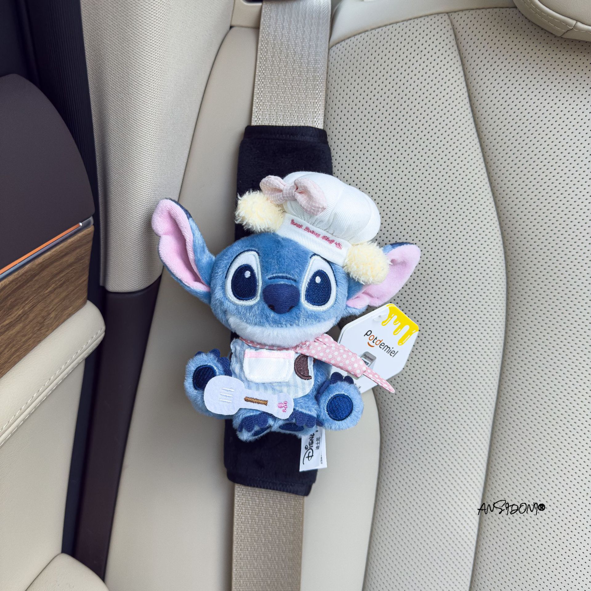 Authentic Lilo and Stitch Doll Car Seat Belt Shoulder Cover Decorative Car Accessories Anti-Stranglehold Car Accessories