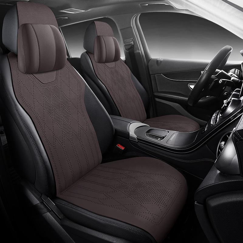 Car Seat Cushion, Universal for All Seasons, Breathable Suede Leather, High-End Saddle Cushion, Suede Perforated Seat Cover, Winter Small Waist