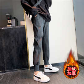 加绒运动裤女秋冬季2020新款宽松束脚哈伦裤加厚外穿显瘦休闲卫裤