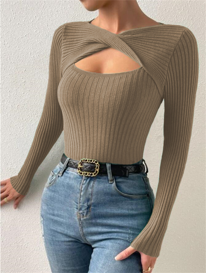 154g Weight Long Sleeve Sleeve Length Pullovers Placket Type Regular Sleeve Sleeve Type Polyester Fabric Type Regular Top Length Sweater Tops Type Holiday, Daily Occasion U Neck Neckline Slim Fit Type Solid Color Pattern Winter, Autumn Season Women's Gender Elegant, Streetwear Style Wholesale Women's Elegant Streetwear Solid Color Long Sleeve Sweaters & Cardigans 10