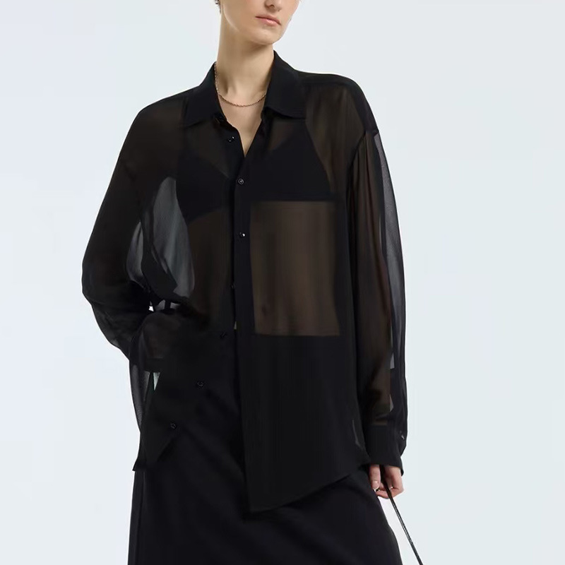 Kei/Cryptic Heavy Crepe Lightweight Transparent 6A Grade Silk Flowing Asymmetrical Double-Sided Wearable Vest Shirt 2026 New Kei/Cryptic Heavy Crepe Lightweight Transparent 6A Grade Silk Flowing Asymmetrical Double-Sided Wearable Vest Shirt 2026 New