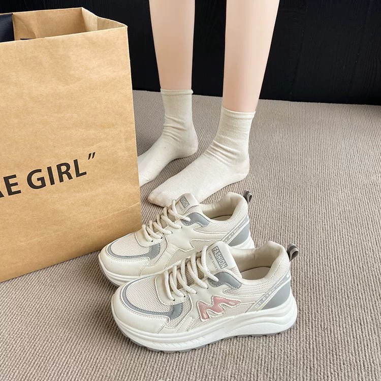 Корейская версия новых женских кроссовок Forrest Gump 2025 года, весенние студенческие спортивные кроссовки для бега с толстой подошвой, нескользящие повседневные кроссовки в стиле "dad shoes".