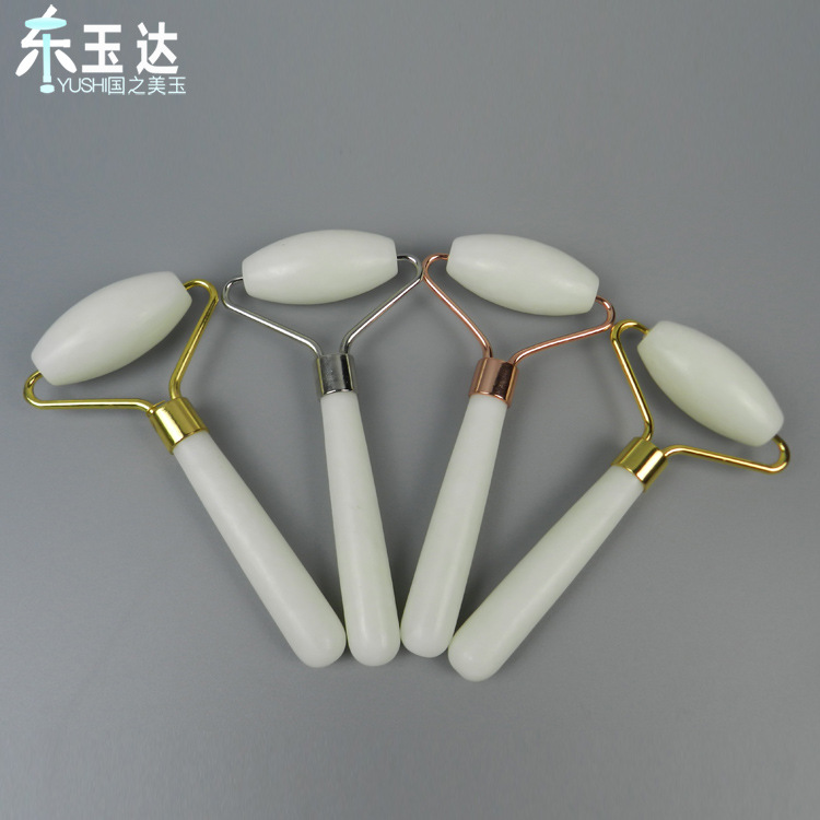 跨境熱銷背部玉石按摩滾輪 粉晶玉石滾輪 白色粉水晶材質玉石滾輪