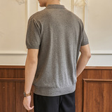 ZF8111-MW海鸥领针织OLO衫简约休闲老钱风短袖松弛感上衣，男装针织衫/毛衣，星座614