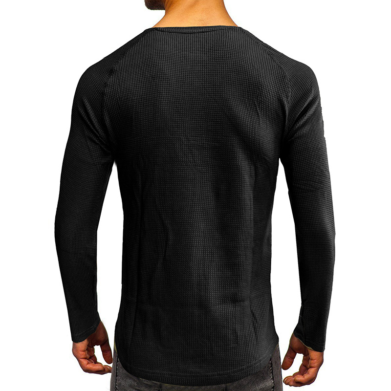 Men's T-shirt Long Sleeve Loose Fit Plain Basic Autumn Winter_voghion.com