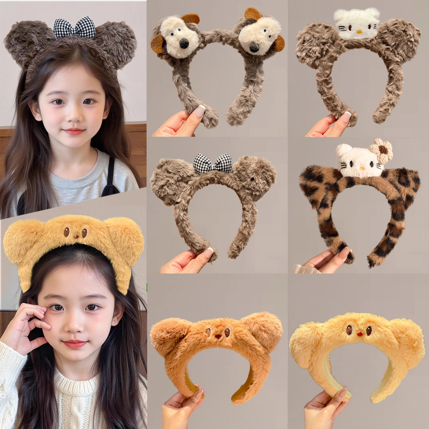 Niños bandas de cabello nuevos bordes anchos de lana estampado arco lavado de cara bandas de cabello niñas toque de cabello lindas niñas pasadillas de cabello