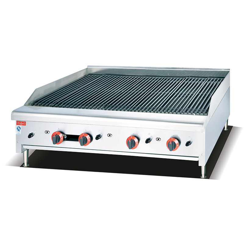 杰冠商用GB-489A台式燃气火山石烧烤炉铸铁不锈钢分区控温液化气