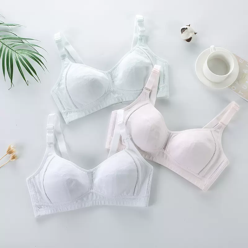 防外扩纯棉不显胸防凸点少女发育期文胸初中高中学生薄杯内衣胸罩