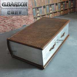 红酒雪茄吧茶几设计师工业风铝皮铆钉复古咖啡店书吧KTV个性茶台