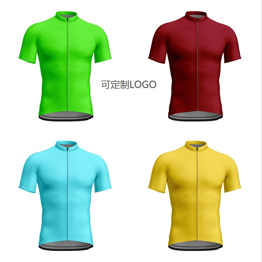 2023 cross-border new summer solid color series printed short-sleeved men's sports men's and women's tops mountain bike cycling clothes