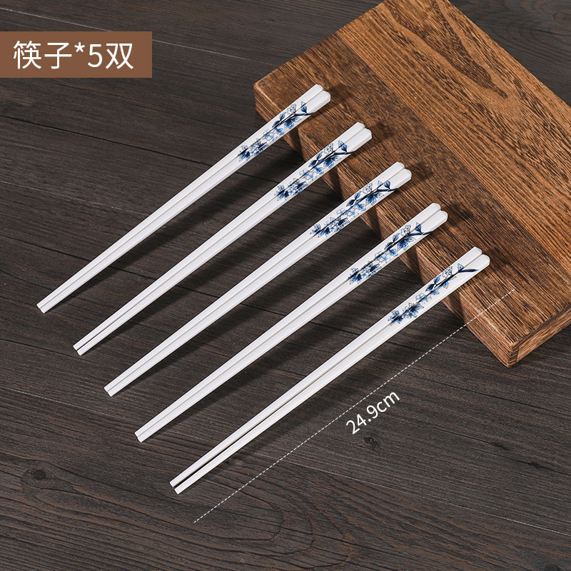 青禾紫萱花陶瓷筷子食品级家用高档耐高温复古抗菌防霉防滑陶瓷筷|undefined