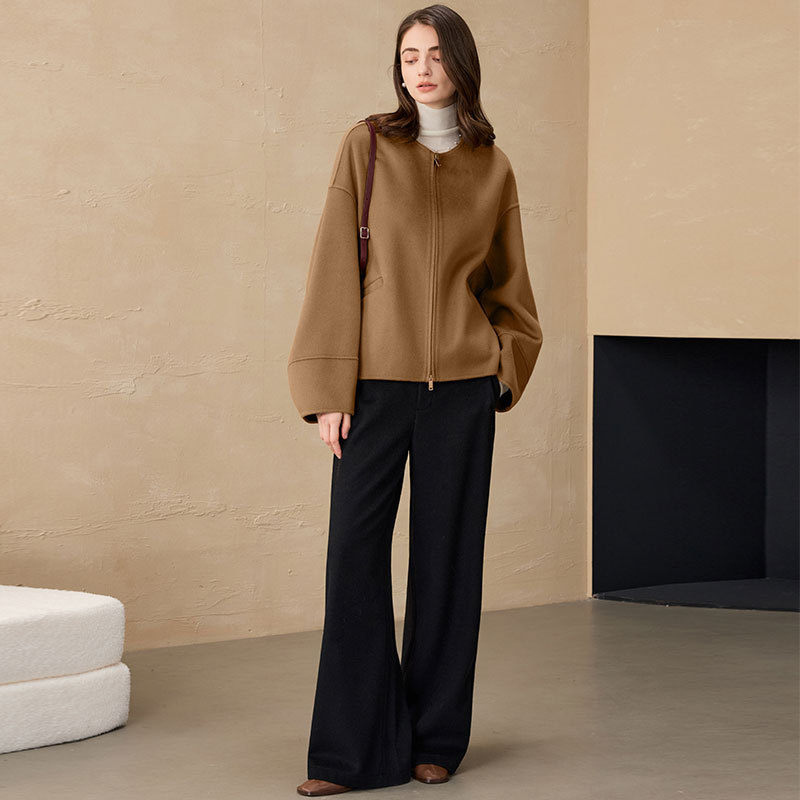 Pure Cashmere Outwear, Small Outwear, Double-Sided Woolen Loose Work Clothing Elegant Cashmere Outwear, 2025 Autumn and Winter Outwear for Women