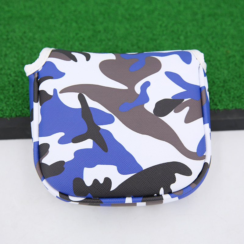 Camuflaje azul Golf binaural putter cubierta PU a prueba de lluvia cabeza de la varilla cubierta protectora Plaza putter tapa cubierta fábrica al por mayor