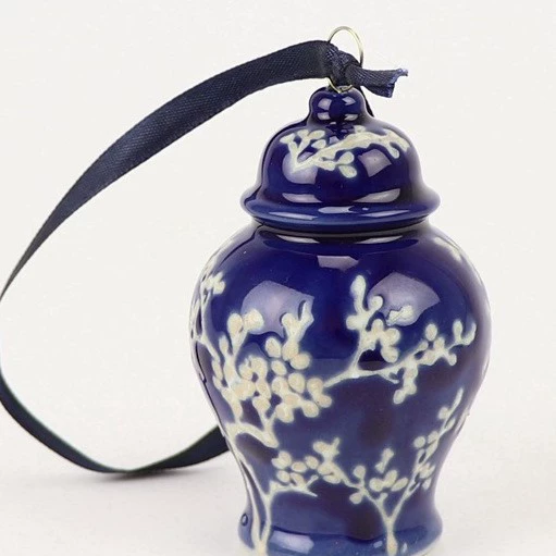 Фарфоровые украшения Jingdezhen рождественская ярмарка украшение ёлки украшение автомобиля голубая и белая фарфор украшения керамическая молодая генеральная банка ветровой колокол
