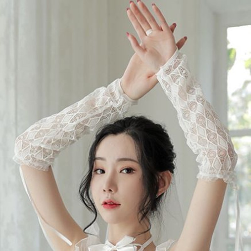 흰색 레이스 소매