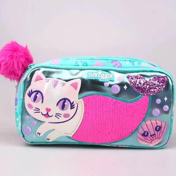 Blue nail sequins, pencil case, 22.5×12.5cm