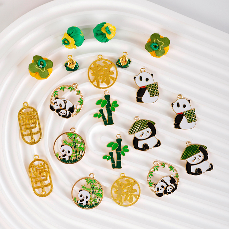 [2025 Dragon Boat Festival] Mini Zongzi Caqui Decoración con cuentas Panda Zongzi Campana Decoración con borla colgante