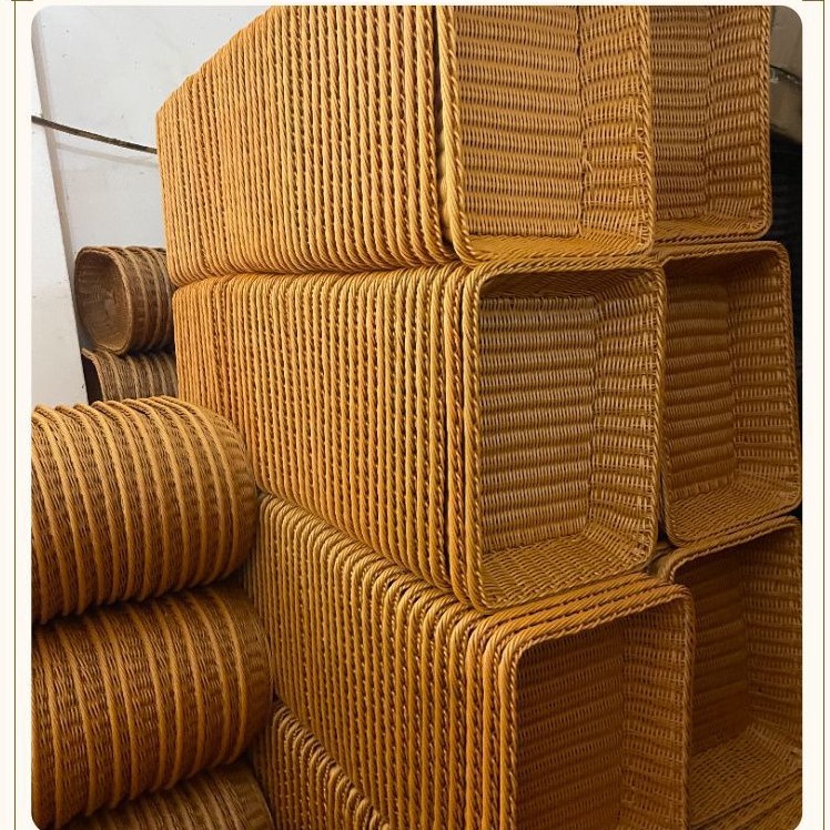 Panier de rangement en rotin tressé avec couvercle et doublure_voghion.com