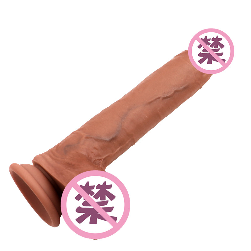 37cm Extra Long Liquid Silicone Dildo with Clitoral Stimulation, Flesh Tone — detail image 21