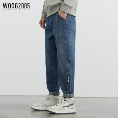 men's wear washing blue Jeans 2022 Spring and autumn season new pattern Versatile Straight leisure time trousers