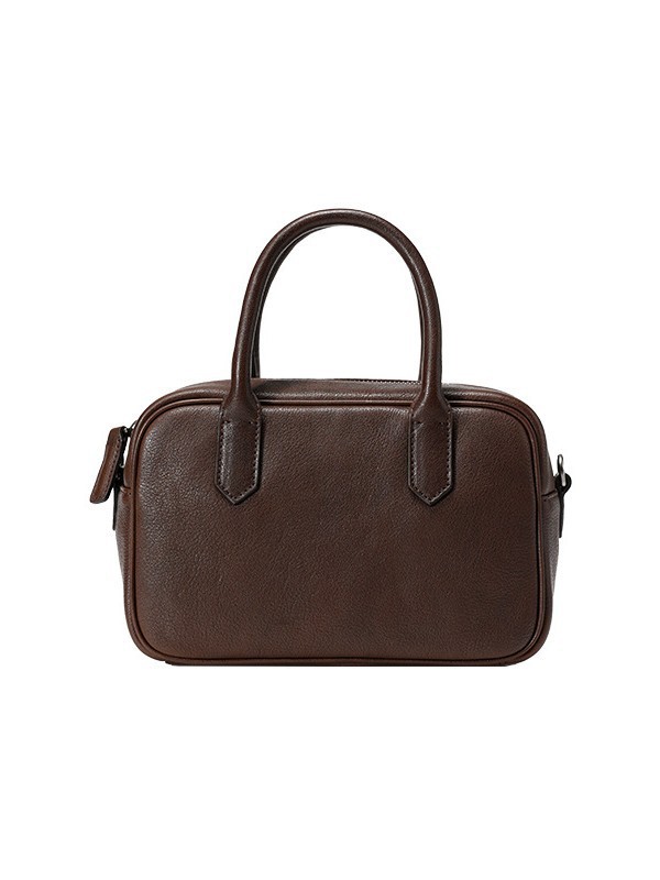 Qiuzhen Wide Vegetable-Tanned Cowhide Casual Versatile Handbag Crossbody Shoulder Bag Bowling Small Square Bag For Women - Thumbnail 6