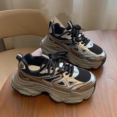 老爹鞋女2025新款秋冬季加絨二棉鞋子百搭厚底增高休閒運動鞋