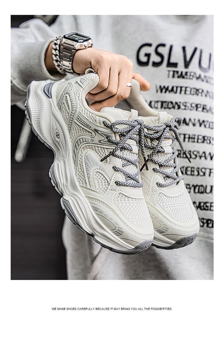 Summer New Dad Shoes Teen Trend Versatile Breathable Mesh Thick Sole Heightening Casual Sports Shoes_vogvips.com