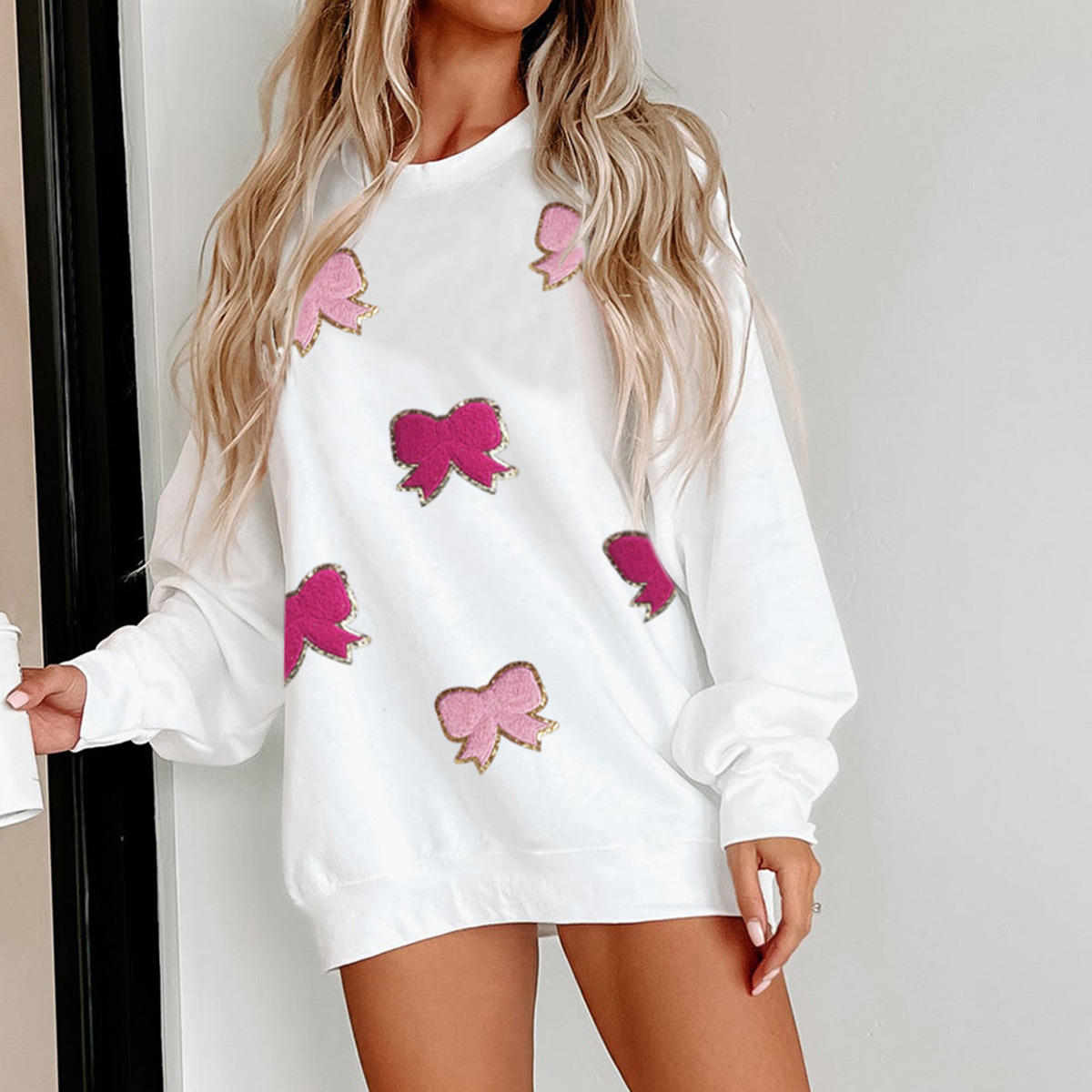 Women's Gender Vacation, Simple Style Style Hoodies & Sweatshirts Long Sleeve Vacation Simple Style Bow Knot