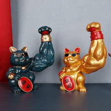 劫财猫麒麟臂大力巨臂肌肉开业礼品发财猫店铺送礼物招财猫小摆件