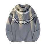 青少年联名美式复古提花针织衫外套男女秋冬宽松民族风毛衣潮，男装针织衫/毛衣，星座614