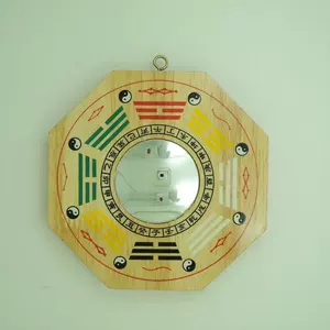 [厂家现货精雕桃木八卦镜凸镜凹镜八卦镜太极九宫门口窗户大门挂件]