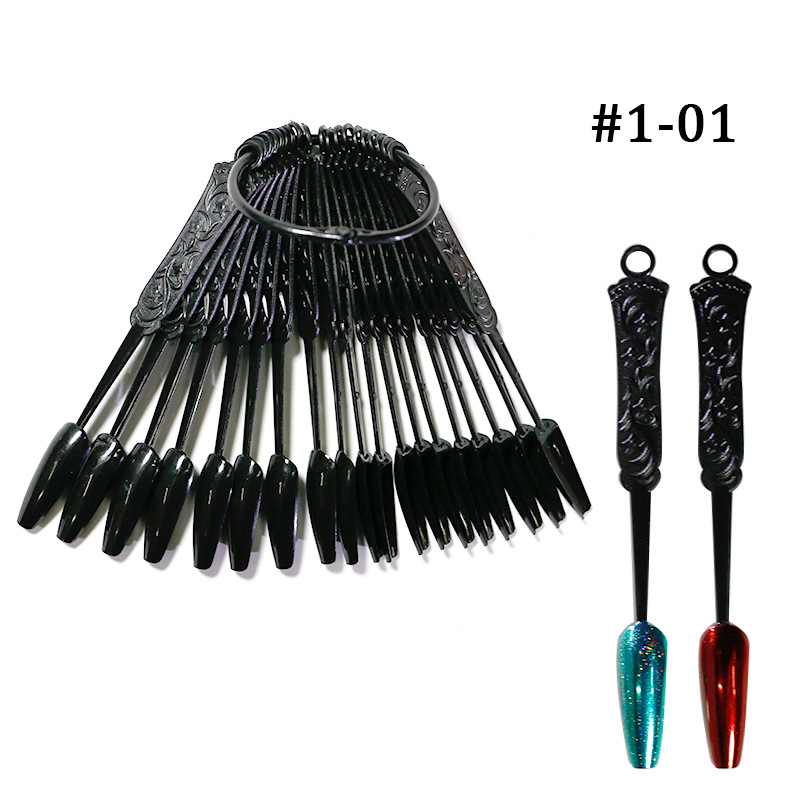 Placa de color de pantalla ZF 24 piezas de práctica de uñas pieza punta de uñas forma de abanico en forma de arco de flores tablero de exhibición de arte de uñas tarjeta de color