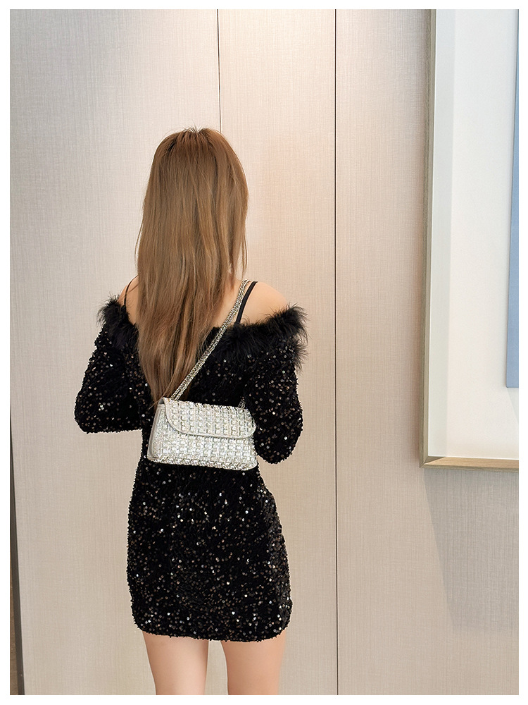 New foreign trade European and American retro underarm bag, casual and fashionable rhinestone small bag, niche single-shoulder bag, crossbody dinner bag undefined