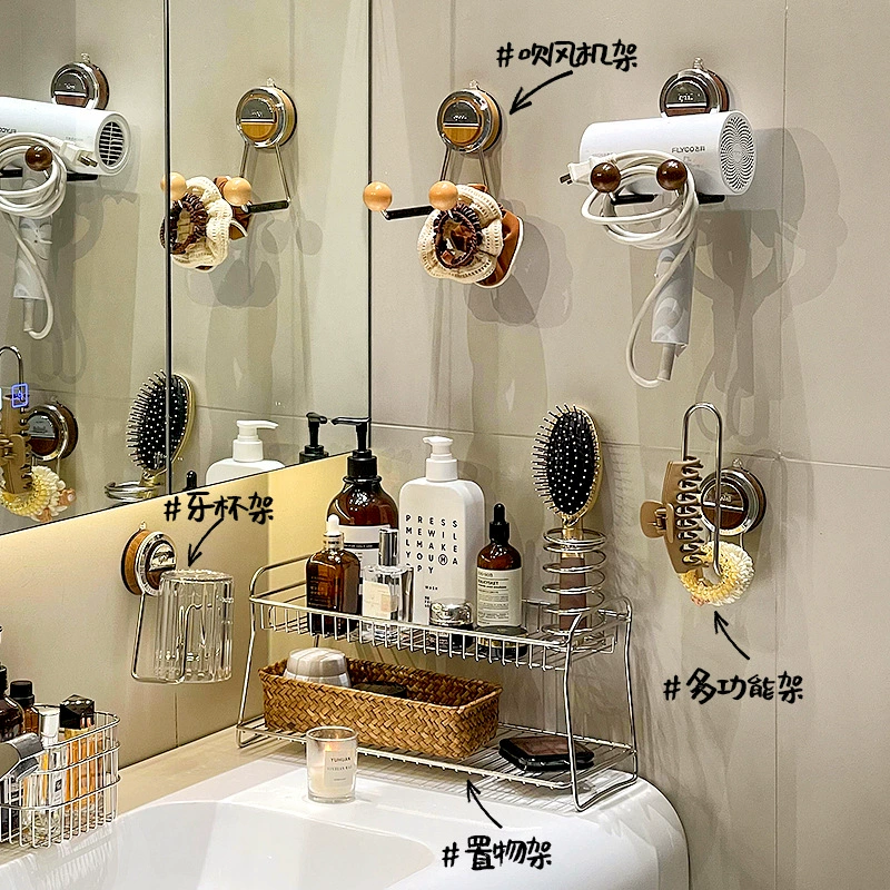 Срединный стиль туалета столешница из нержавеющей стали косметическая полка для ванной комнаты ретро крюк настенный прибор