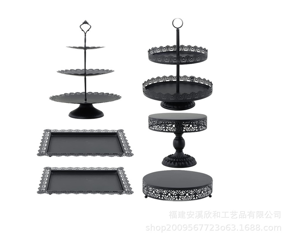 Conjunto de platos de pastel de estilo americano decoración de la mesa de boda fábrica creativa de hierro forjado props de boda postres estante de pastel
