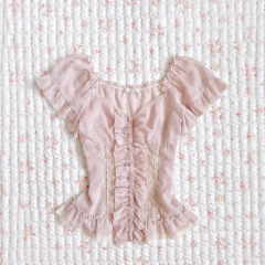 2025年夏の新作フレンチスタイルファッショナブルなパフスリーブデザインの女性用半袖トップス